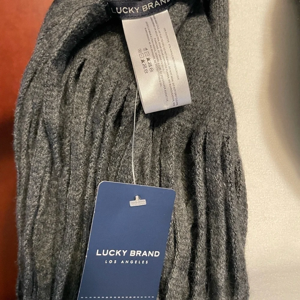 Lucky Brand Unisex Gray Oversized Cozy Fringe Scarf NWT